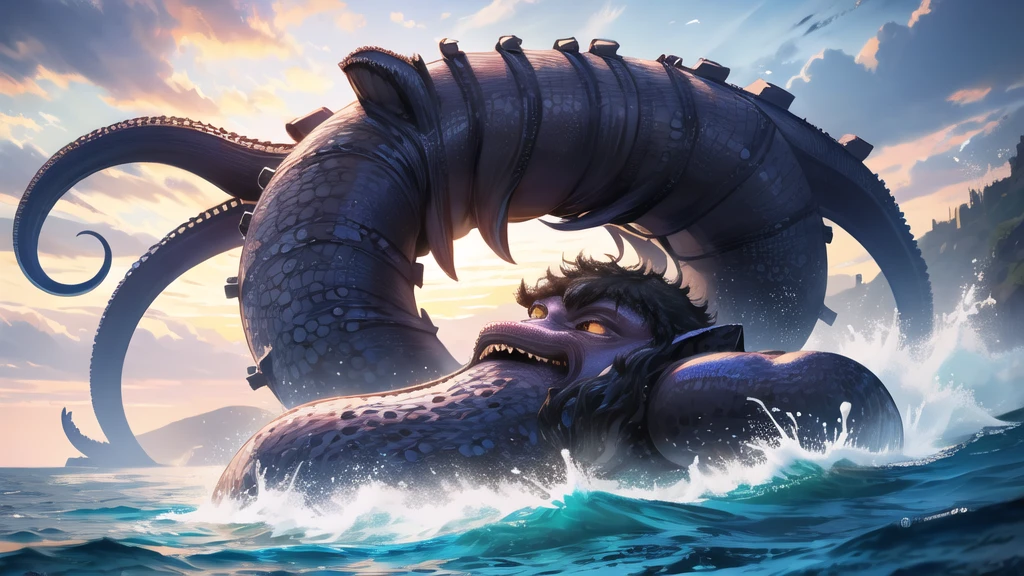 Kraken geography data in detailed hyper-realistic photography.