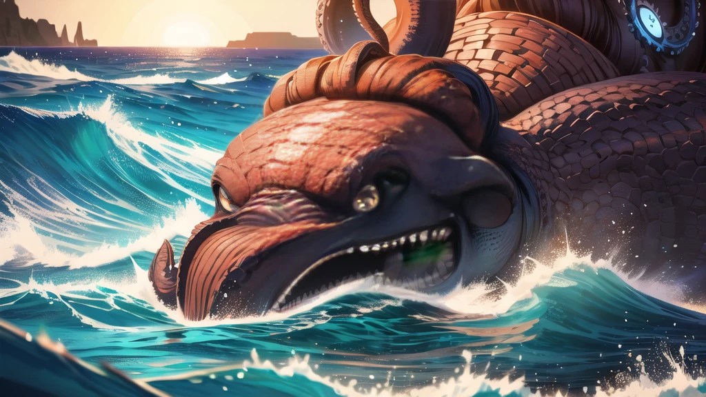 Kraken geography data in detailed hyper-realistic photography.
