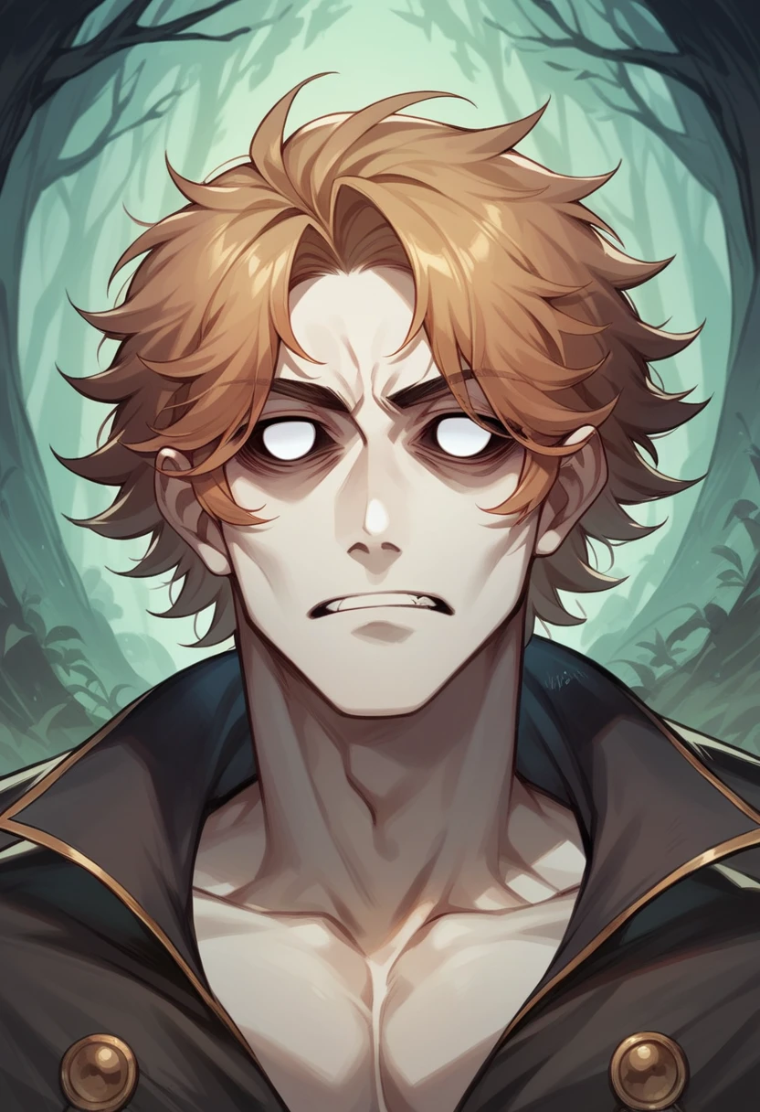 Man Hollow eyes, a vanishing mane of hair, protruding cheekbones