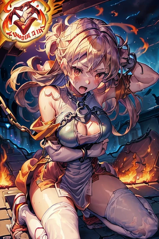 (((Dragon Quest 3 Costumes)))、distinct、(((Female)))、(((Whole body expression))),(((wise)))、(((alone)))、(((Go down)))、(((Clothes are torn)))、((Make the most of your original images))、((The clothes are severely torn))、((Bloodstained))、((Stockings are torn))、((Best image quality、8K))、Ultra-high resolution、(((On one knee)))、(((Hands tied with chains))),(((I'm fainting))),(((Bleeding from many wou(My chest is about to burst)))、(((The flames burn on the clothes)))、(((Hot air makes it hard to breathe)))、(((The costume is torn)))、(((Under attack from the enemy)))、(((My body is numb)))、(((Direct lightning strike)))、(((Rock Bottom of Despair)))、(((I am enduring it with willpower alone.))),(((The flames burn on the clothes)))、(((Eyes are clear)))、(((Hands bound with chains)))、(((True to the original)))、(((Follow the instructions faithfully)))。