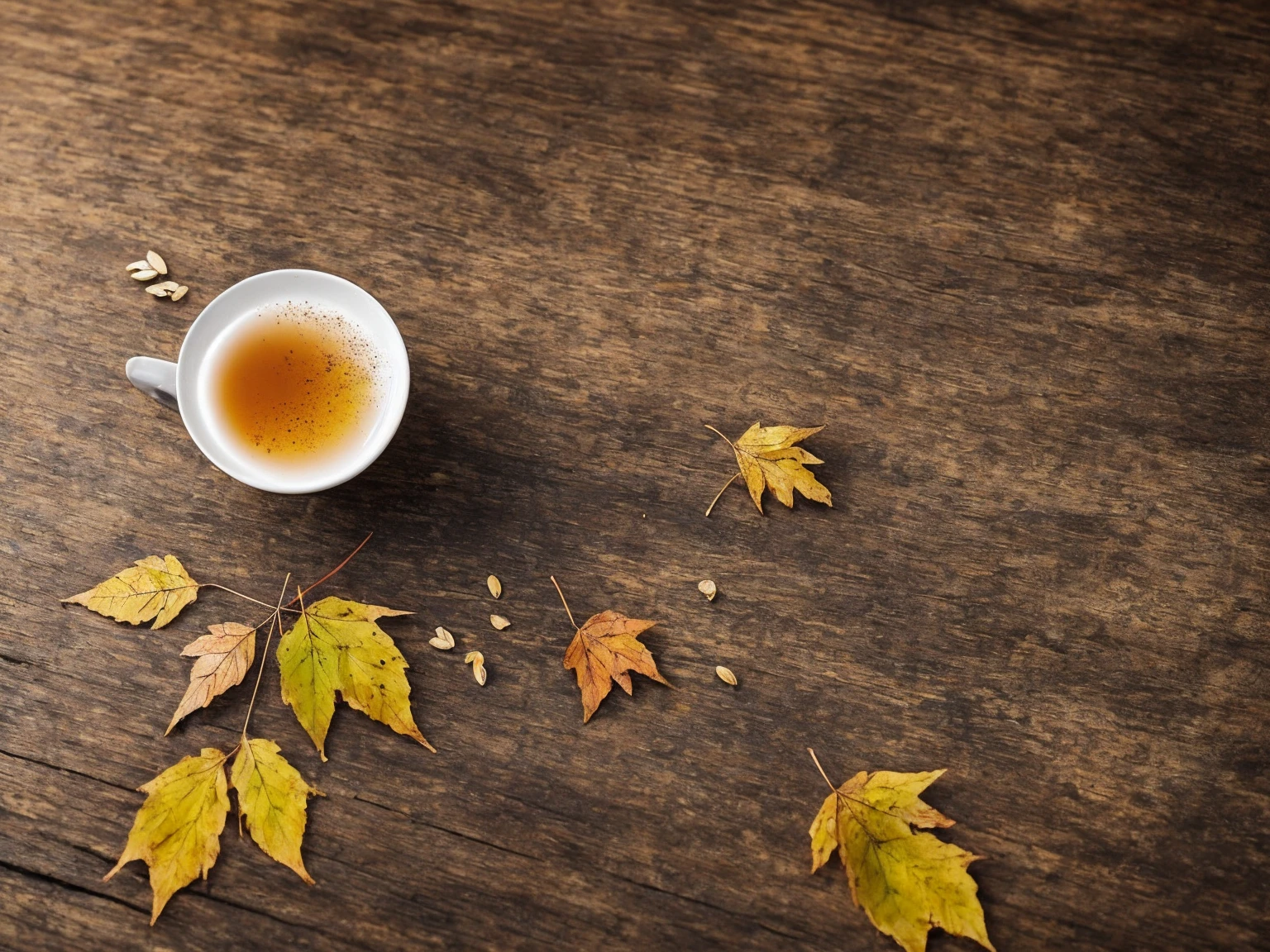 Best Quality,4K,8K,High resolution,masterpiece:1.2,Ultra-detailed,Realist,fotorRealist:1.37 Close-up of a cup of milk on a rustic table depicting autumn,Autumn atmosphere,Tree vertical depth of field,soil,Organic Fine Porcelain Tea Cup,Some leaves are falling in the background,柔らかいsoilの上に落ちた葉,Filtered Natural Light,Warm golden tones Subtle bokeh effect,Parts of the background are out of focus Detailed texture of a table,Deep colors that evoke the autumn season Attention to detail, such as the water droplets on the cup Emphasizes the warmth and comfort of the scene The subtle scent of cinnamon and nutmeg floating in the air,Suggests a touch of spice in drinks.