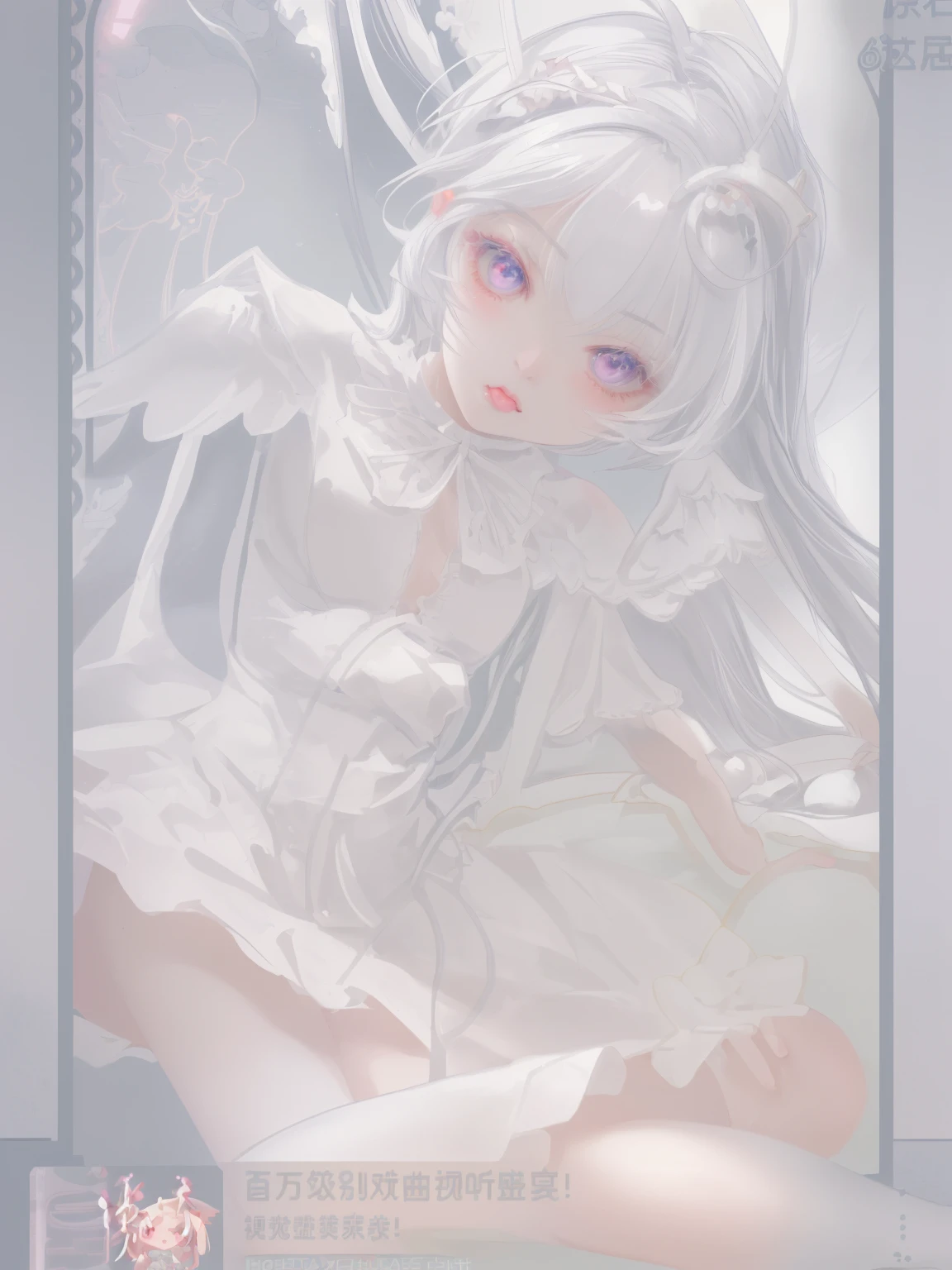 ((top-quality)), ((​masterpiece)), ((Ultra-detail)), (extremely delicate and beautiful), a close up of a person holding a cell phone with a picture of a girl, ahegao, white haired deity, my dress up darling anime, anime goddess, angelic purity, , ahegao face, cute anime waifu in a nice dress, soft anime illustration, loli in dress, shadowverse style, anime barbie in white stockings