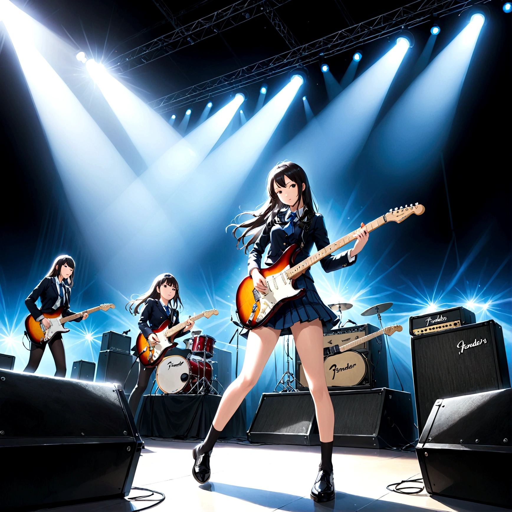 high school girl、Electric guitar、Fender Stratocaster、Live music