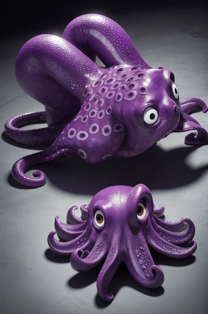 Boxing purple octopus