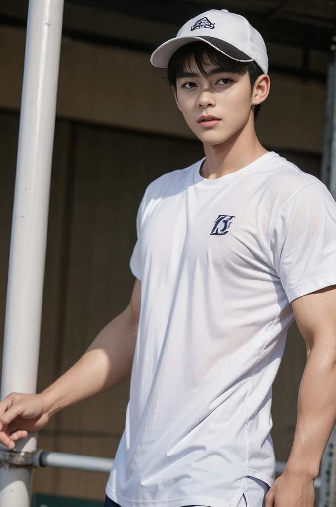 Shota, -yeld bodren, verteenagers,eld view, In the middle of a baseball field packed with people, baseball field on the background, It's crowded., sunny day, (He wore a tight, short-sleeved white shirt.:1.5) ,Very small, covering half of his big cock., He wore a baseball cap on his head., print dick, Sweat dripping all over., Sweat covered the entire body., ภาพถ่ายfull body, Wear very small underwear., Proudly showing off his sweaty hairy armpits to the audience in the music area., Naked, wearing tiny white panties., very young boy, Soft, cinematic lighting illuminates a handsome Korean male supermodel in stunning detail and ultra-realism., My hair is very frizzy., clear honey colored eyes, A perfect smile is charming., sensuality, hot man, very handsome, Showing off his sweaty body., Has a lot of muscle and a six-pack., ผอมthin, compact, full body, 8K, photography, Masterpiece, detailed face, Detailed eyes, sexy, Beautiful stomach, beautiful legs, and a large, detailed bulge., expression of ecstasy, excited, thin, Detailed eyes and lips, Have a six-pack and a fit body.. Image quality is of the highest standard., With detailed features and realistic appearance. The colors are bright and vibrant., Enhances overall beauty. The light is soft and natural., Shining a soft glow on the boy, Don't combine the body.