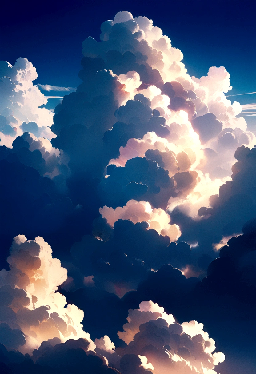 little fluffy clouds against a blue sky, ultrarealistic mode