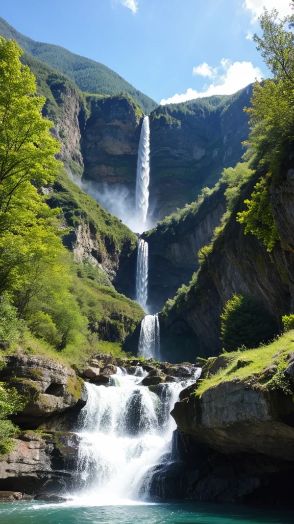 Nature, Waterfall in the mountains