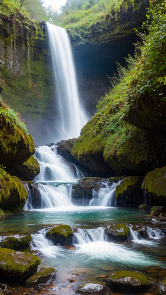 Nature, Waterfall in the mountains