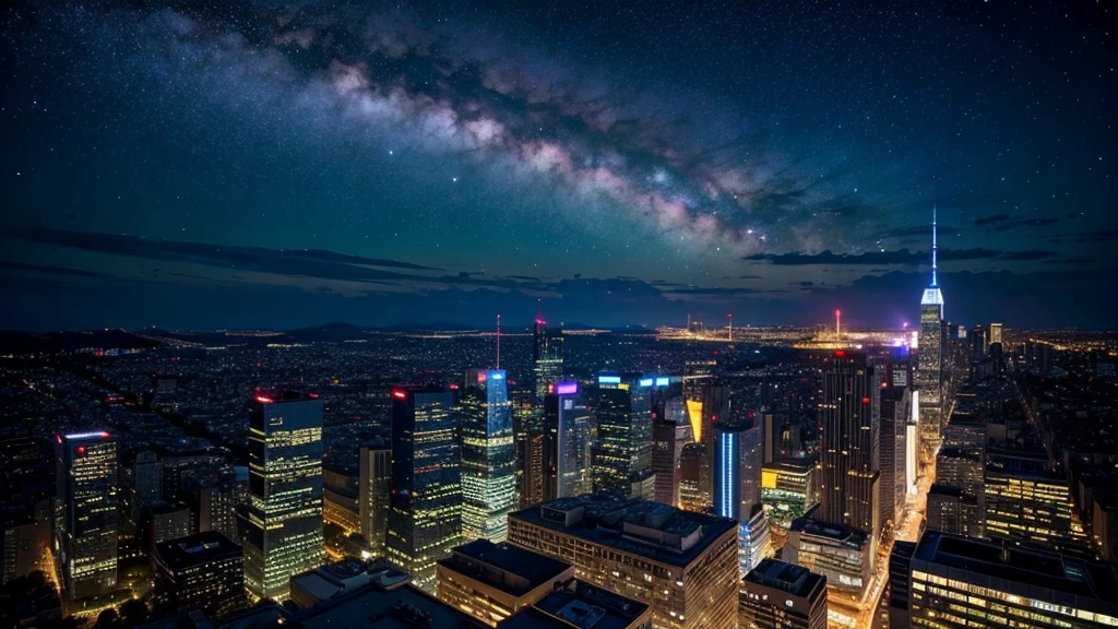 Wonderful landscape、Highest quality、Cityscape、Including sky、Starry Sky、night、Big Moon、Moonlit cityscape、building、There are no people,　Makoto Shinkai&#39;s art style, 8