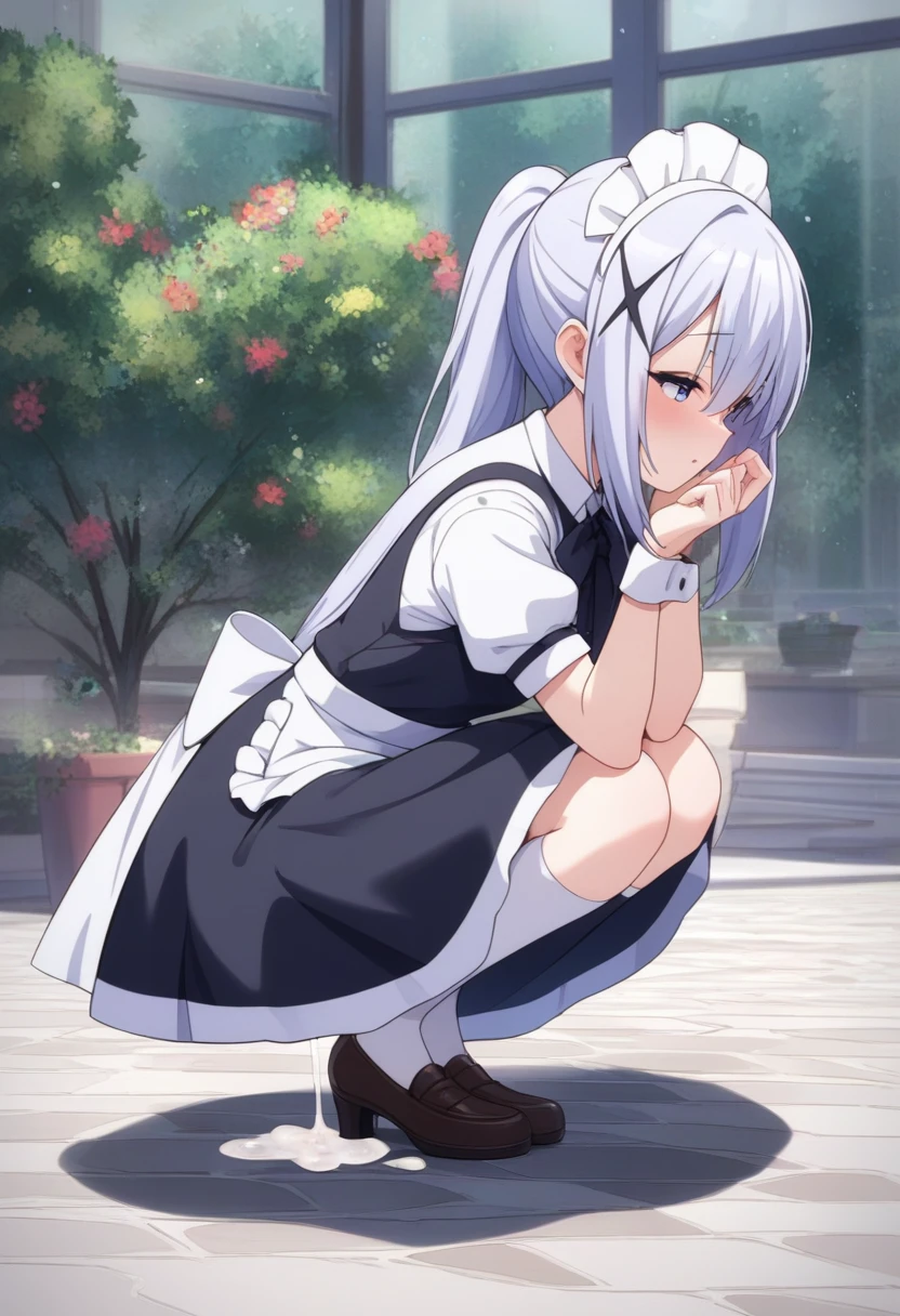 Score_9, Score_8_up, Score_7_up, Score_6_up, Score_5_up, Score_4_up, source_anime, 1girl, nsfw, maid, after anal, Kafu Chino, diarrhea, pooping, cum on poop, squatting