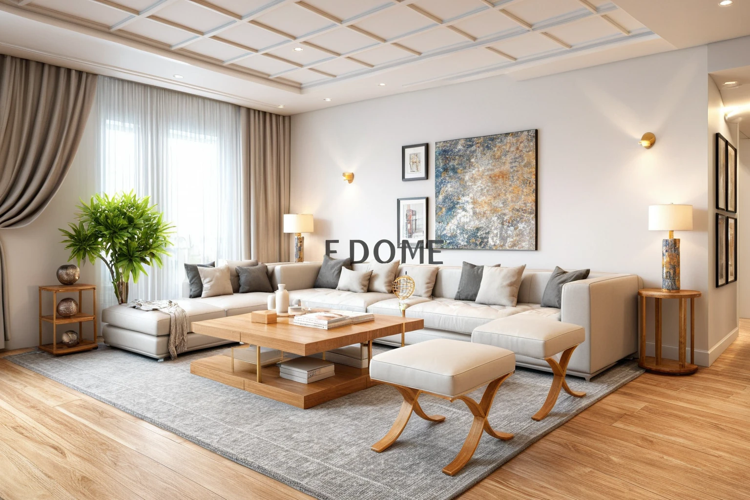 Interior Design, living room, (minimalist style:1.2), (minimalist interior space), (minimalist furniture design), (space that realistically describes the minimalist interior of a townhouse), soft lines detail rendering realtime, (Warm LED 4000k white tone, Clean and comfortable, timeless, making the space appear clear), carpet, blanket cotton, (circle spotlight), (indoor), (neutral white tone color), (white wall mix beige wall design), (An Cuong Wooden Furniture minimalist Style), (An Cuong wood with MDF surface glued with melamine coating), (architectural design visualization), (reflection), (focus on object), (material normal bump real reflection), (multi-level reflection), (chao vantage software visualization render),(((Best Quality))), ((Masterpiece)), ((best illustration)), ((best shadows)), (( Super Detail)), (Intricate lines), (Photorealism),(hyper detail), ((archdaily)), ((award winning design)), (dynamic light), ((spotlight)), (perfect light), ( shimering light), ((photorealistic)), ((intricate detail)), ((extreme detail)), ((crazy detail)), ((octane render)), ((trending on artstation)), ((High- fidelity)), ((Viwvid)), ((Crisp)), ((Bright)), ((Stunning)), ((Eye-catching)), ((High-quality)),((Sharp)), ((day sun environment)), ((Illuminating)), ((Flawless)), ((High-quality)),((Sharp edge render)), ((medium soft lighting)), ((photographic render)) , ((detailed archviz)), ((reality environment)),  (level of photo realism, depends on lighting, materials, composition, Real-Time Rendering, based on chao vantage timage rendering graphics software)
