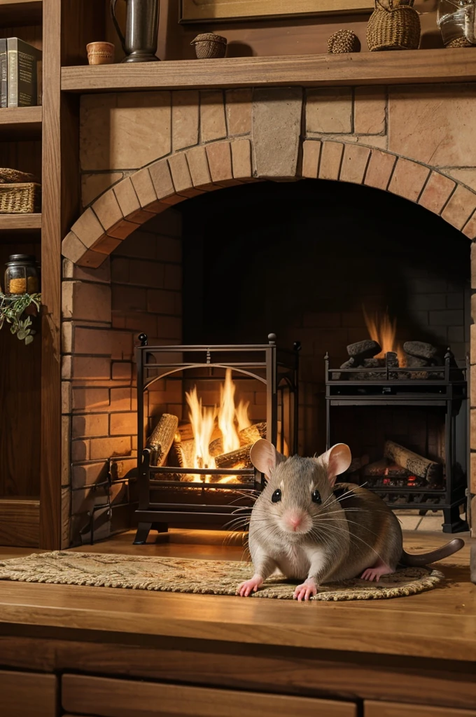 An illustration of Remy's cozy burrow, with a fireplace and shelves of herbs and remedies.
- A picture of Remy, a small rat with a kind smile and a helpful paw.