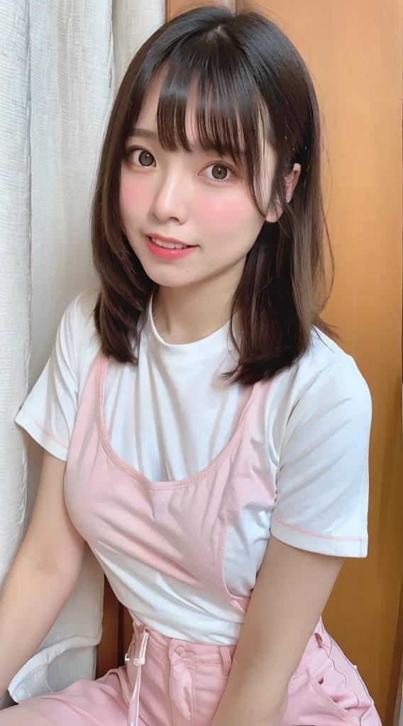 1 female、 Highest quality、 Ultra-high resolution、 (Realistic:1.4)、 blush、 cute、(Detailed face)、 Laughter、Looking into the camera、In town、Tight short-sleeved shirt、Tight pants、Huge breasts、 Accentuate your breasts、Large Breasts、Bobcut、 Straight Hair、Mole in the eye、 Full body portrait、Married women