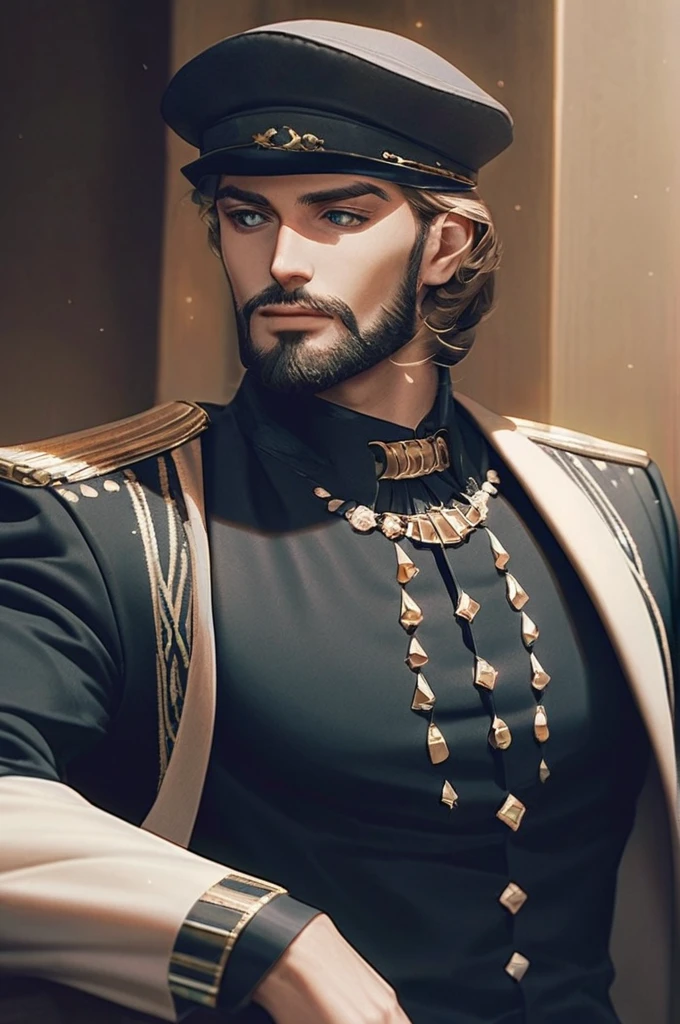 ((Лучшее качество)), ((шедевр)), (подробный), cap, beard, handsome , Maxim