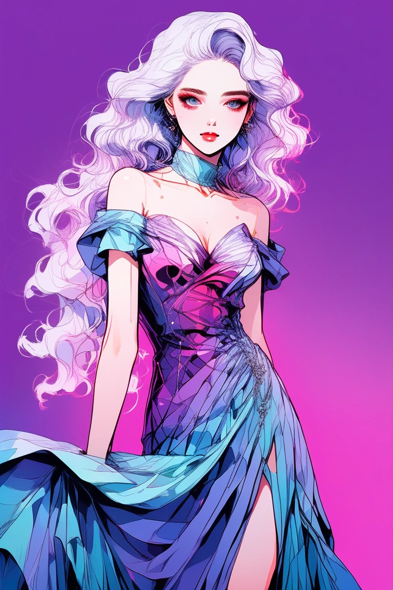 (Highest quality, sketch:1.2),Realistic,Illustrator,anime,1 Girl, detailedな唇,custom, bad woman, detailed, Black and aquamarine gradient background,Neon Hair,Texture Cropping, masterpiece, Style: Retro Classic, [Close-up of a female dummy, Sexy Dress, Silk dress, Mercury Dress, Astral Dress, Beautiful silk dress, sexy gown, Dark dress, Dark purple clothing, A revealing and stylish dress, dark Astral Dress, soft Silk dress, Elegant dark blue dress, stylish Dark dress, airbrush Dark dress, Fantasy Dress, Baroque Dress, Fancy Dress] (Photo portrait)