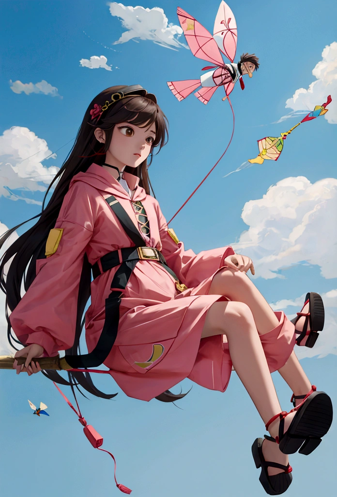 animated kite flying in the sky.