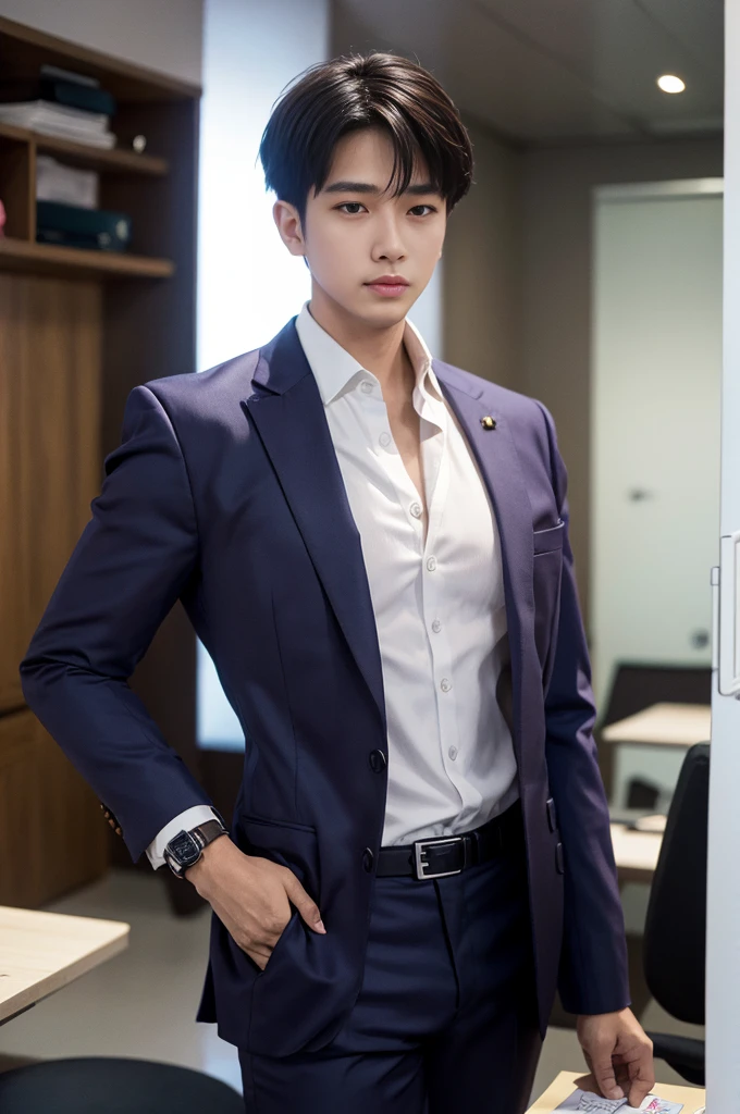 New employee, very handsome, 20 years old.、 (A really cool S-class guy in a suit.)、 เด็กชายJapanอายุ 20 ปี、 businessman、 Luxurious suit、 brown suit、 office、 Standing in a suitSHandsome young man、 full body photo、 (ภาพถ่ายที่มีรายละเอียดhighของ CG Unity 8K)、 (มีรายละเอียดhighShandsome man in class)、 (Real photos)、 ((คุณภาพhighสุด))、 very detailed、 (Masterpiece)、 คุณภาพของภาพที่highเป็นพิเศษ、 high、 viewer、 gentle man、 I'm beautiful.、 short hair、 Vivid photos、 Handsome like a model、 Handsome like an idol、 Luxury watches、 Cold Belt、 Japan