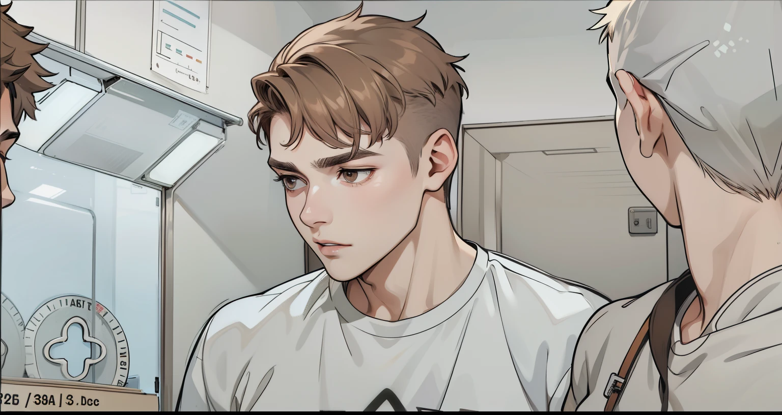 An 18-year-old young man with brown hair is uncomfortable and somewhat afraid.