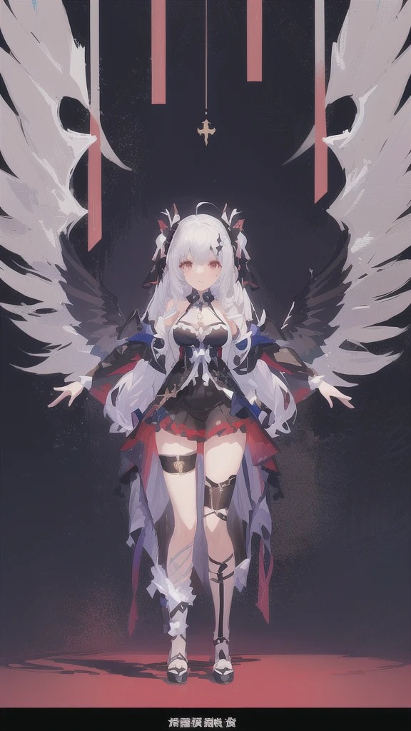 anime girl with wings and a black dress, anime vtuber full body model, white haired deity, cute anime waifu in a nice dress, astral witch clothes, render of april, anime moe artstyle, anime stylized, stylized anime, from the azur lane videogame, azur lane style