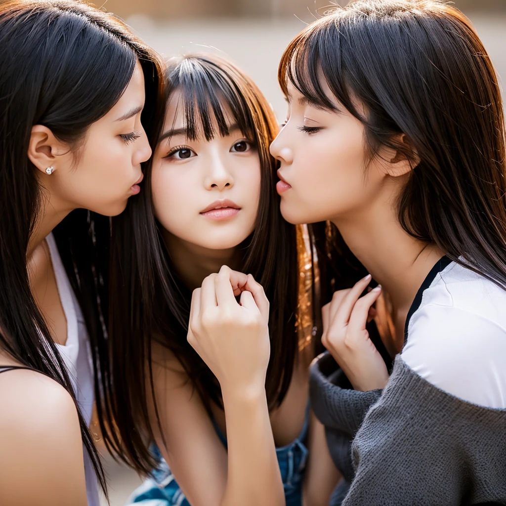 3 sexy girls kissing
