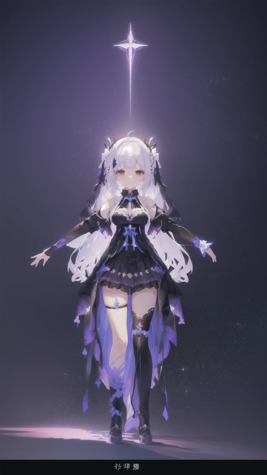 anime girl with wings and a black dress, anime vtuber full body model, white haired deity, cute anime waifu in a nice dress, astral witch clothes, render of april, anime moe artstyle, anime stylized, stylized anime, from the azur lane videogame, azur lane style