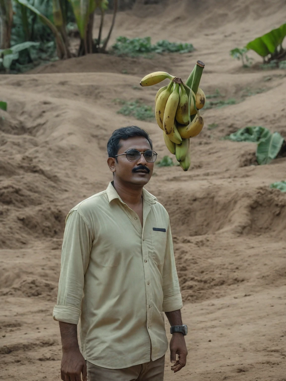 there is a man standing in the dirt with a banana in his hand, very very low quality picture, taken with sony alpha 9, candid picture, shot on nikon z9, portrait mode photo, portrait shot 8 k, portait image, jayison devadas, johnatan wayshak, shot on canon eos r 5, shot on canon eos r5