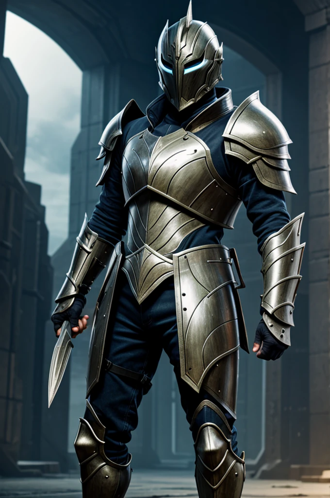 Create a character with armor and a futuristic fantasy-type mask