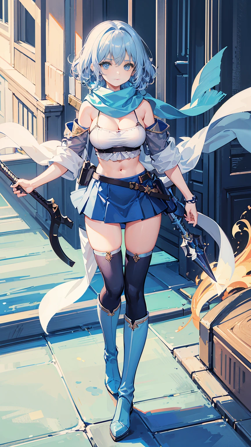 close up, The world of dreams, Imperial sister, short black curly hair,medieval messenger hat,Hat with feathers, Redlip, camisole leather top, short crop top, humanoid creature, medieval town, Her skin is very white, White complexion, Orange eyes, disheveled black hair, obi strip,waist bag, The barefoot,Two black stockings leg tattoo,