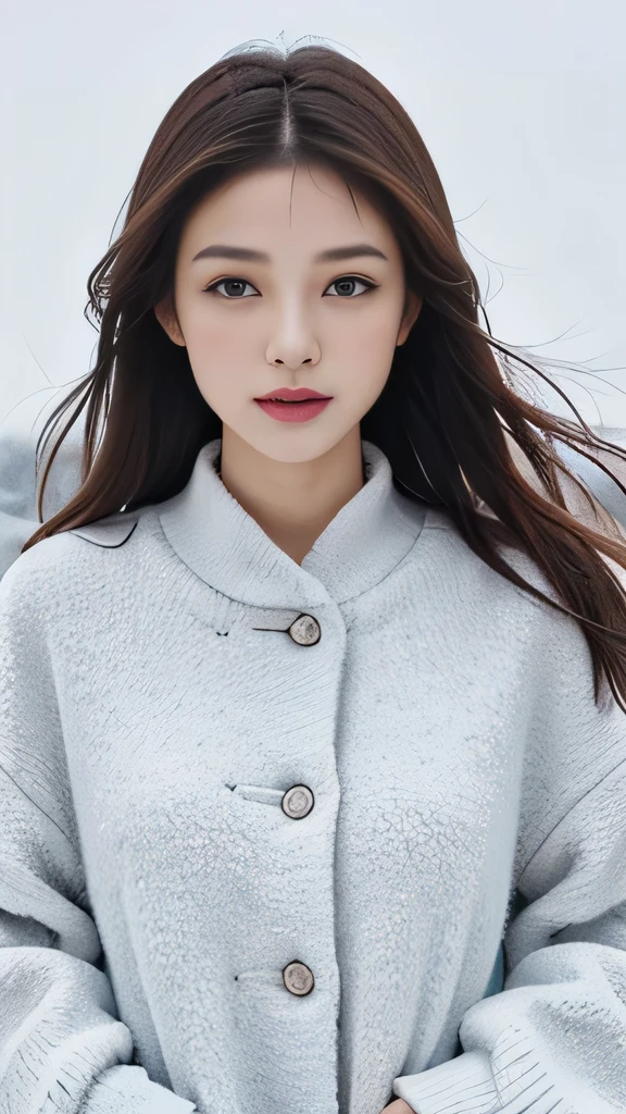 Reality, high resolution, 1 Woman, Solitary, View Viewer, (Delicate face), Colorful winter clothes, snow