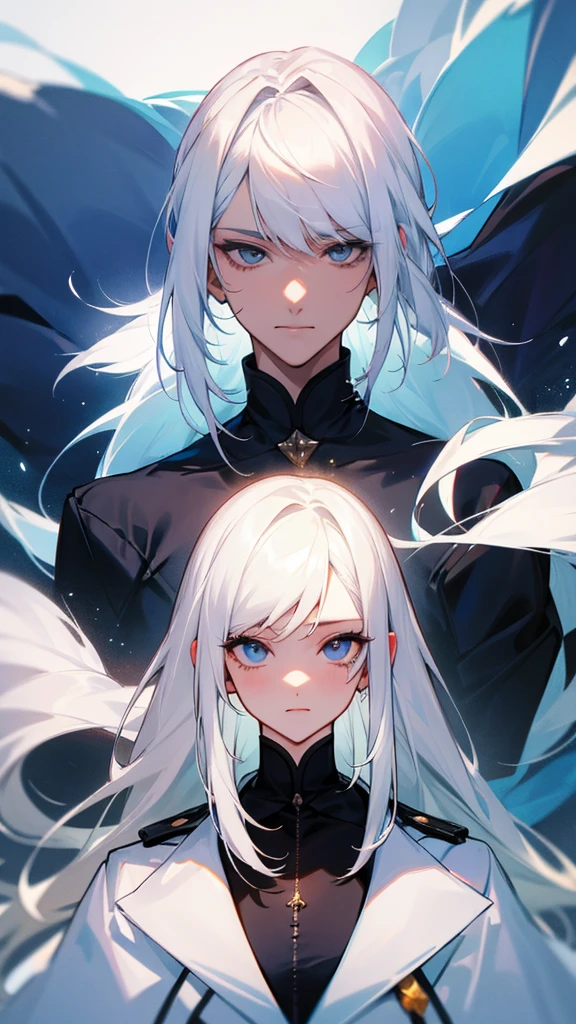 1 handsome girl with white hair, men's clothes