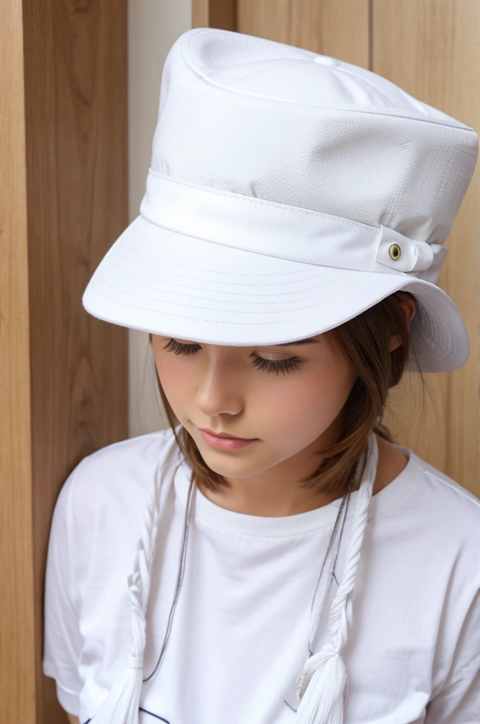 A cute cat in white hat