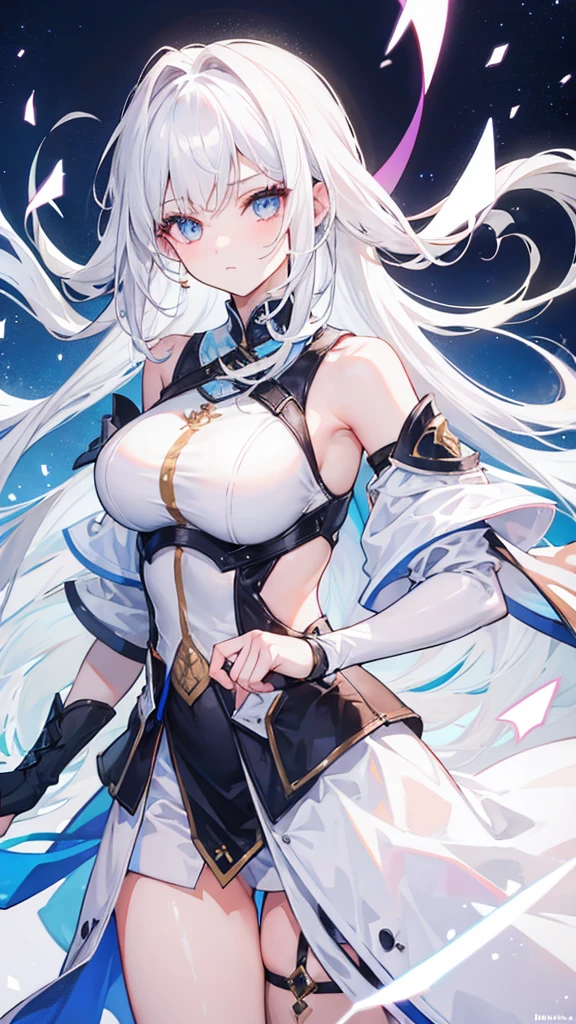 1 handsome girl with white hair, men&#39;s clothes, wearing a black hat 