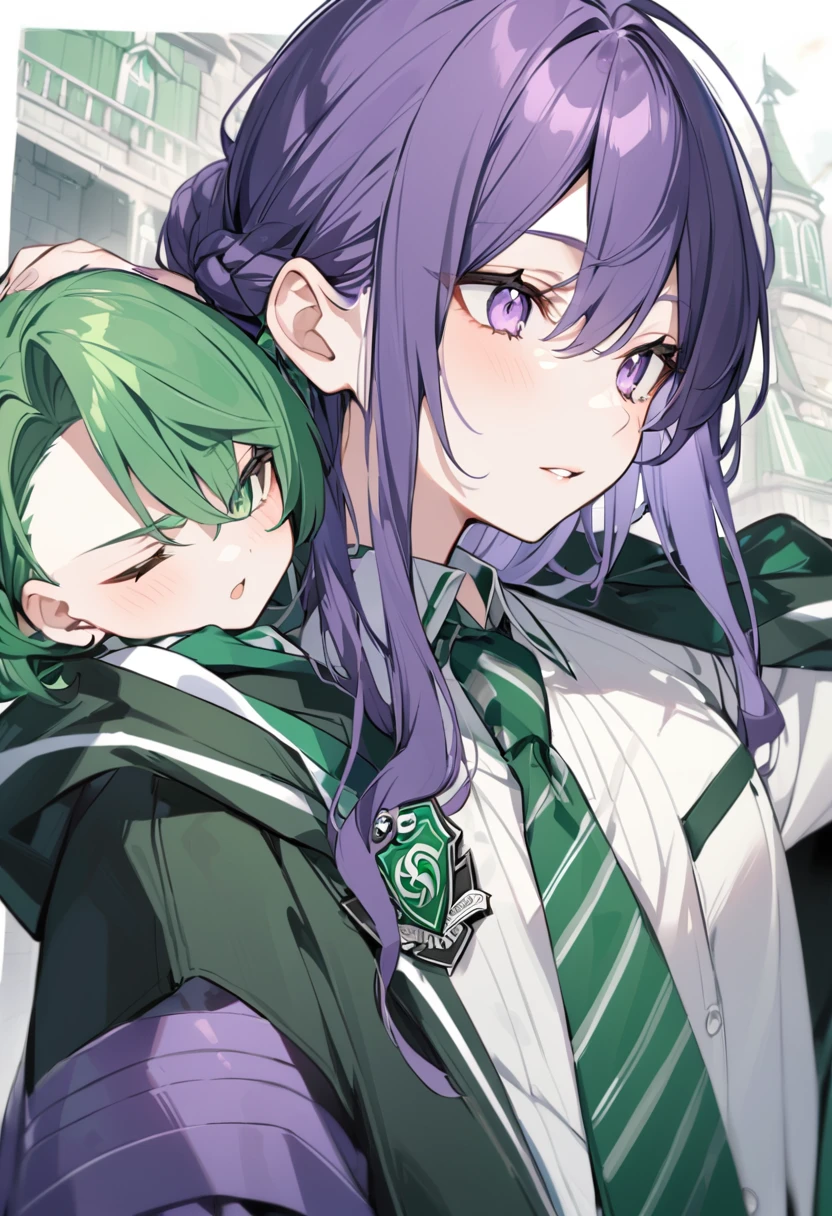 Keito。Purple Eyes。Purple Hair。Slytherin House