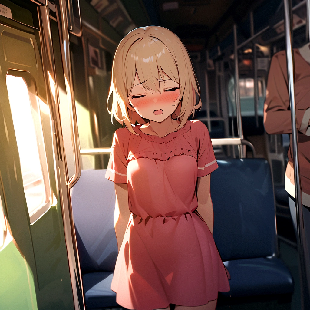 Ultra-high resolution photos、Very accurate  girl&#39;s body、Esbian all over、Super young girl、Small breasts、Inside the train、Being molested、Feels good