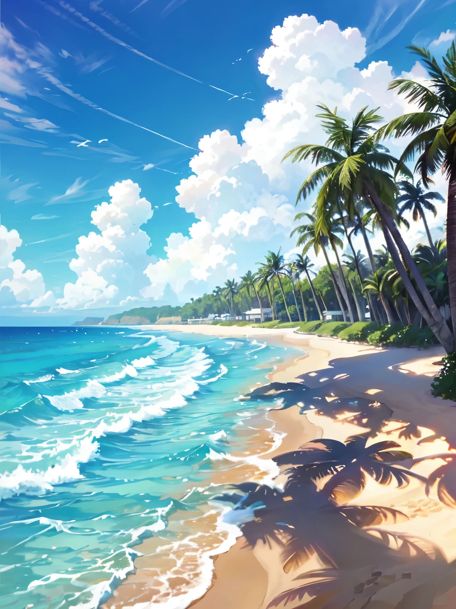 summer, sun, ocean, Beach--v6，The clouds are more layered，Extreme clarity，8K，Ultimate depth of field，Ultimate healing，Ultimate freshness