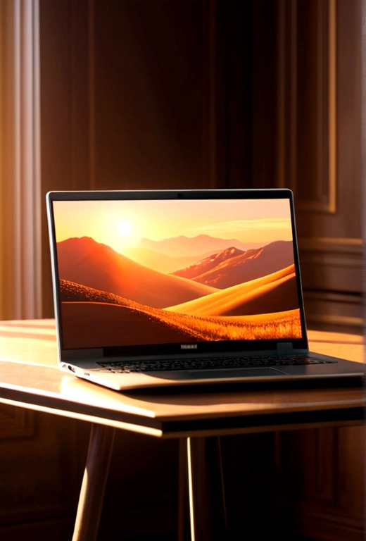 A alone laptop in a room