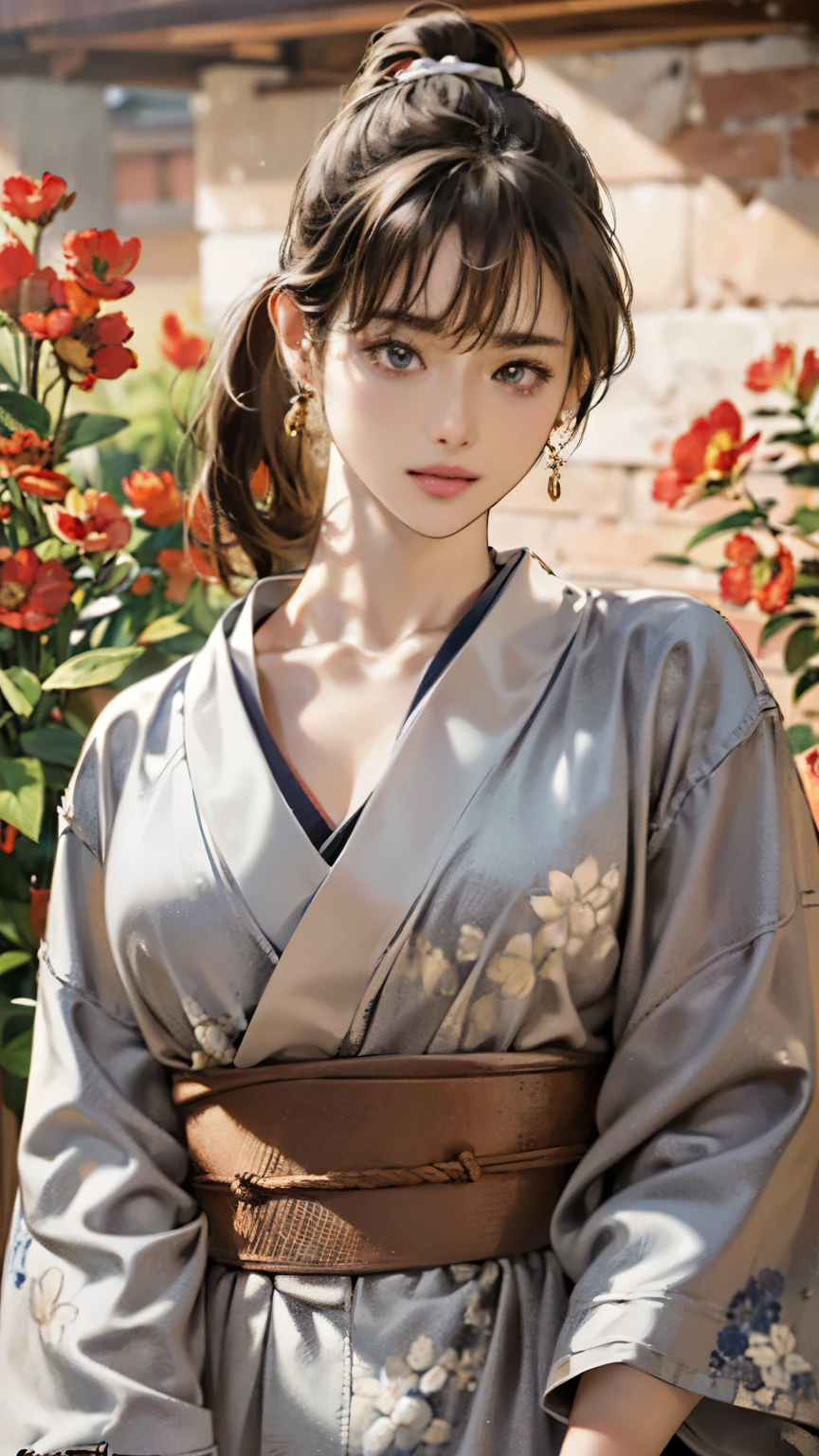 (8K、Raw photo、Highest quality、Masseter muscle area:1.2)、Ultra-detailed、Ultra-high resolution、(Realistic、Realistic photos:1.37)、Portrait、High-resolution RAW color photos、Professional photography、hVery detailed and beautiful、Very detailed、8K Picture Wallpaper、Amazingly detailed、Large file size、Official Art、HVery detailed CG Unity 8K wallpapers、hVery detailed beautiful girl、Very detailed顔、Very detailed目、Very detailed皮膚、Very detailed指、hVery detailed nose、Very detailed詳細な口、Perfect ???????、Detailed Background、Detailed clothing、1 girl、(20:1.2)、20th Generation、cute、Realistic bPetite、White skin、Glowing Skin、The body is slim、Black-haired、((short hair))、((ponytail))、(Blunt bangs: 1.2)、cute、Zola々right、cute faces、A vivid face、Delicate eyes、Source Order、((A beautiful woman wearing a neat floral kimono))、(((No good)))、(((Full nudity)))、((Full Body Shot))、((A dreamy look))、Earrings、necklace、Looking into the camera、Cowboy Shot、Positive、Standing posture、Contrapo、Dynamic Lighting、((Firm D-cup milk))、