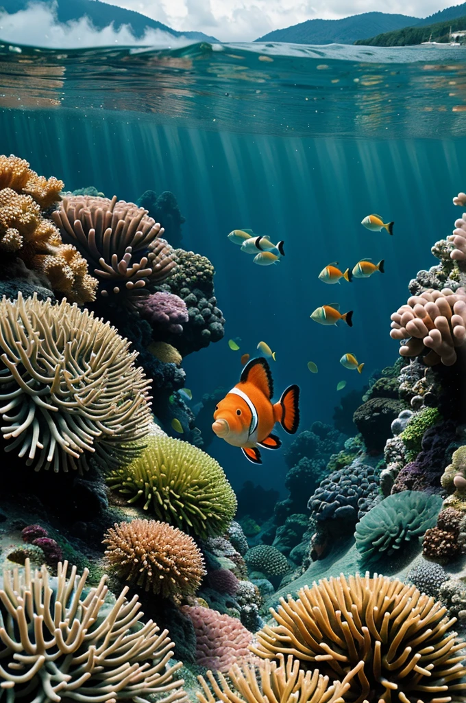 Ultra HD Wallpaper with clowfish, green algae, sea, hd, photographic (iphone wallpaper)