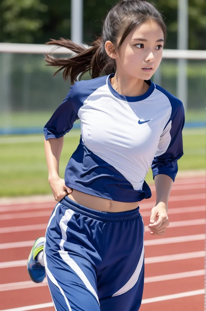 Jogging pants, track and field athlete, high schooltiful girl, running shirt