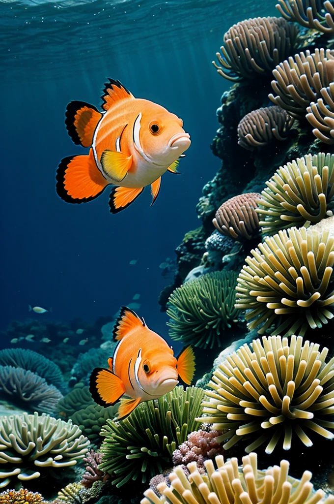 Ultra HD Wallpaper with clowfish, green algae, sea, hd, photographic (iphone wallpaper)