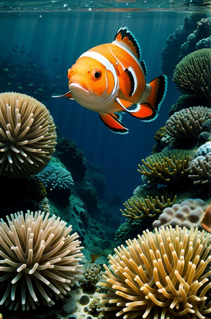 Ultra HD Wallpaper with clowfish, green algae, sea, hd, photographic (iphone wallpaper)