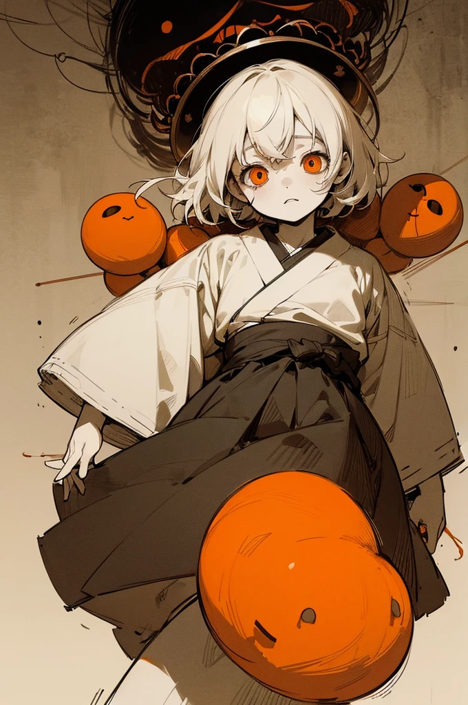 ((festival)), Outline warm color, ((Jump scares)), scribble, nightmare, Doll-like face, Manga style, rough sketch, Horror elements, (masterpiece), (High resolution), (Very delicate), (clear), Comic style illustration, (drawing style), warm color, (Horror elements), Japanese painting, whole body, Appear, angle, (snap shot), Bugaboo, that&#39;terrible, (Spooky), Japan sculpture, primitive art, old picture scroll style, old staging, Ancient mural style, crazy illustration, antique, Dark atmosphere, Flat Illustration, Crazy Smile, Spookyな外観, Characteristic hairstyle, creative accessories, Unique atmosphere