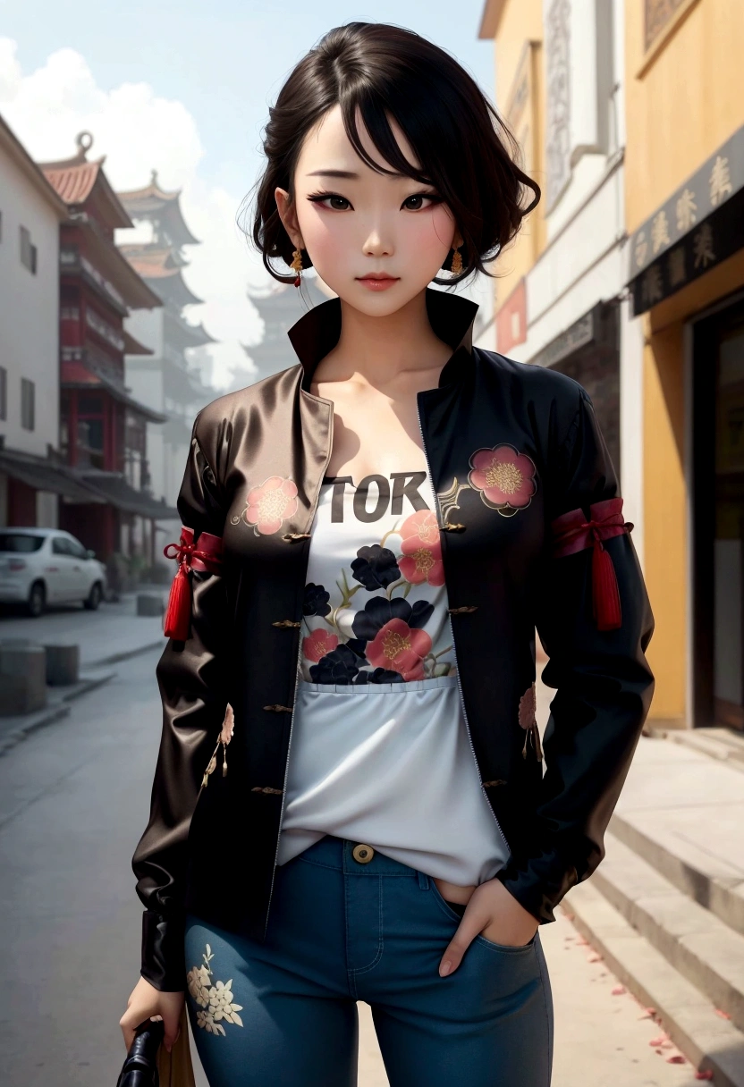 Fully put on a Chinese soft arts costume outfit
