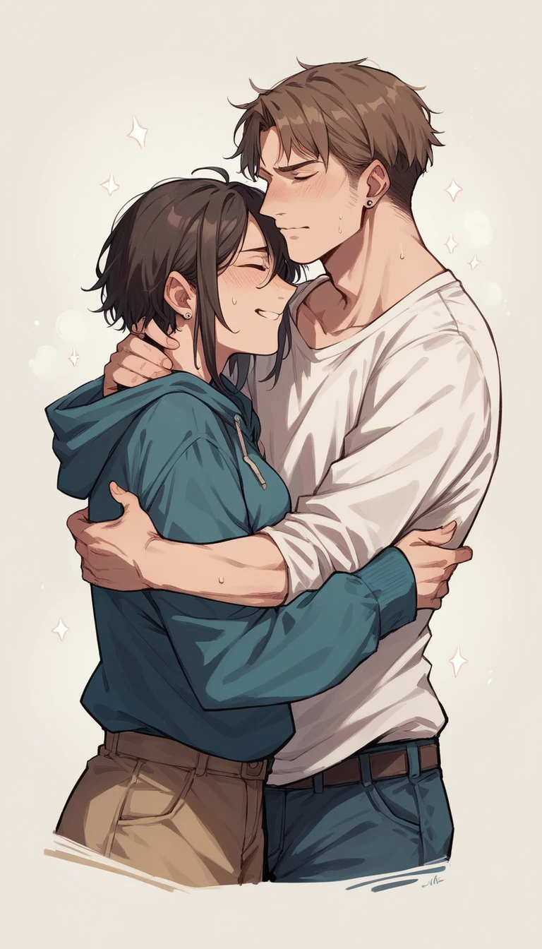 A hug between two people, with a bright light emanating from them. The hug symbolizes the love and comfort that God gives us, while the bright light represents the peace and joy we find in his presence.
