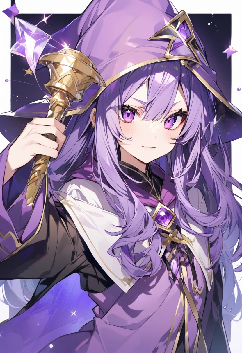Keito。Purple Eyes。Purple Hair。wizard look