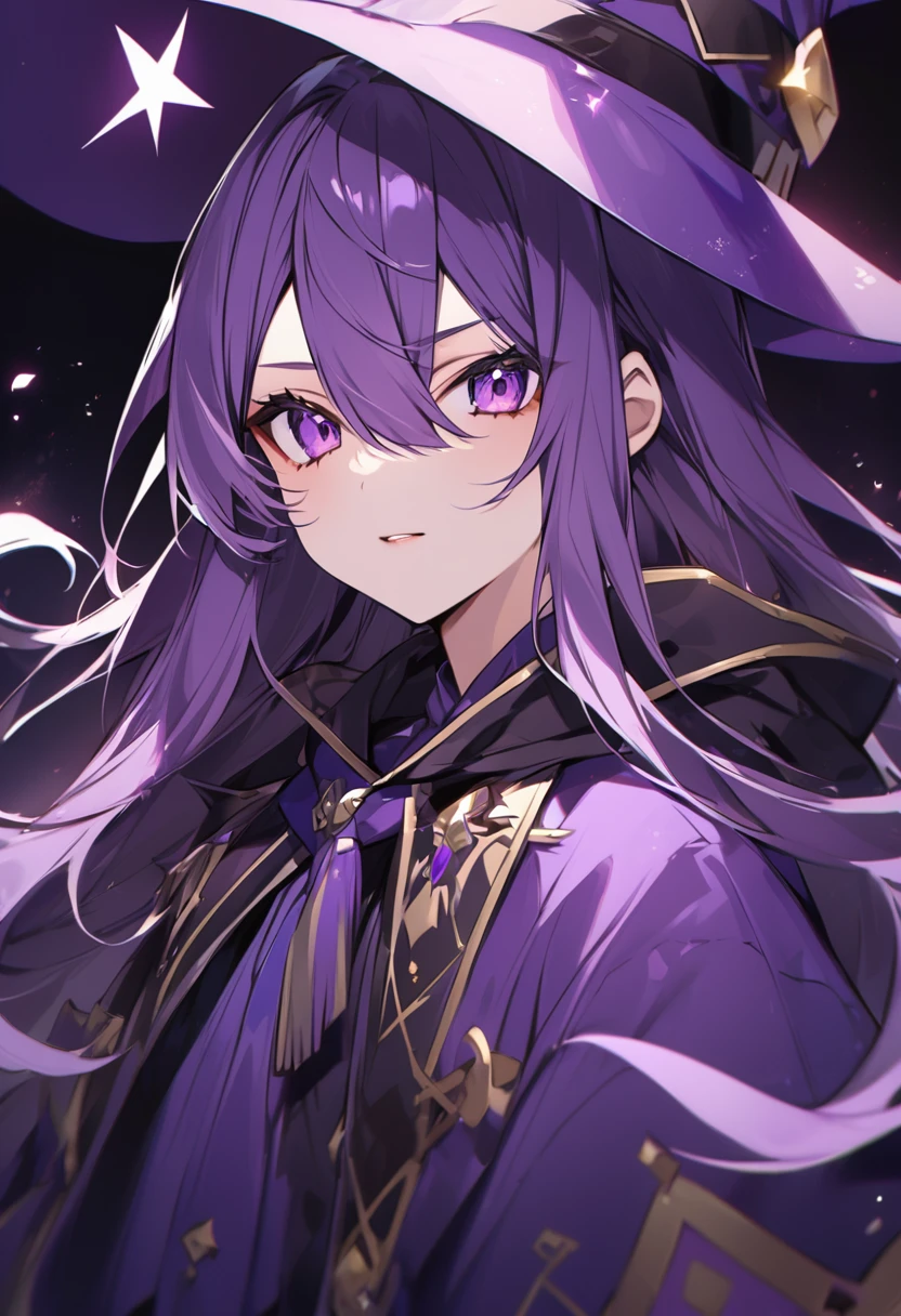 Keito。Purple Eyes。Purple Hair。wizard look