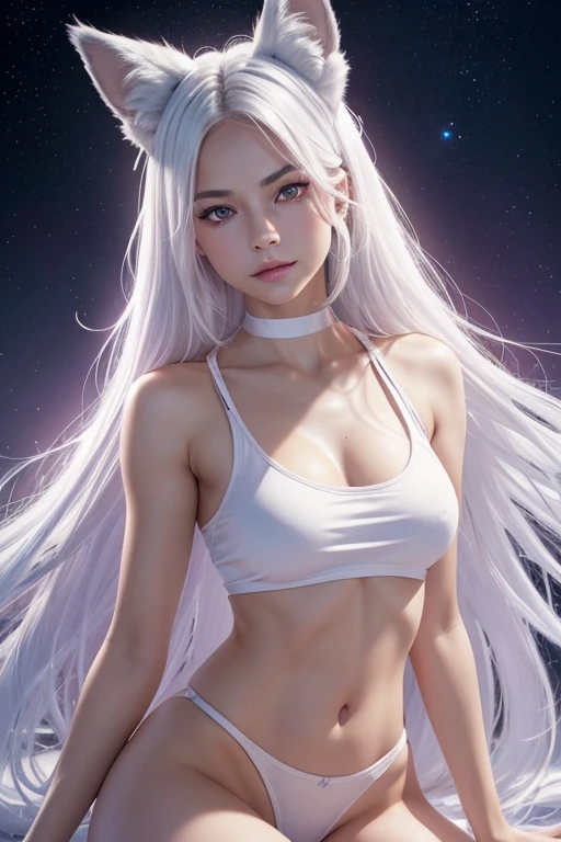 Kristin Kreuk, 1 Girl, Medium Tits, Starry Eyes, (8k, RAW Photo, High Sensitivity, Best Quality, Masterpiece, Ultra High Resolution, Realism: 1.25), Blush, (Very Detailed CG Unity 8k Wallpaper, Best Quality, High Resolution: 1.2), (ultra_detailed, UHD: 1.2), Perfect Lighting, Unique, (1 Girl: 1.4), (Pretty Girl: 1.2), Unreal Engine, Side Light, White Hair, Fox Ears, Purple Eyes, Perfect Face, Detailed Face, Perfect Body, Beautiful Eyes, Beautiful Face, (Bright Skin: 1.4), Idol, (Full Body), Red T-shirt, Transparent,