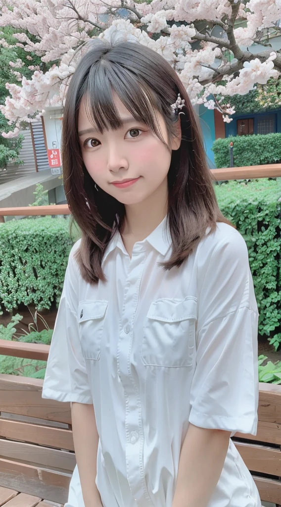 best quality, ultra high res, (photorealistic:1.4),blush,cute,(detailed face),light smile, 
looking at viewer,
upper body, japanese clothes, 
sunny,river,(cherry blossoms),blue sky,