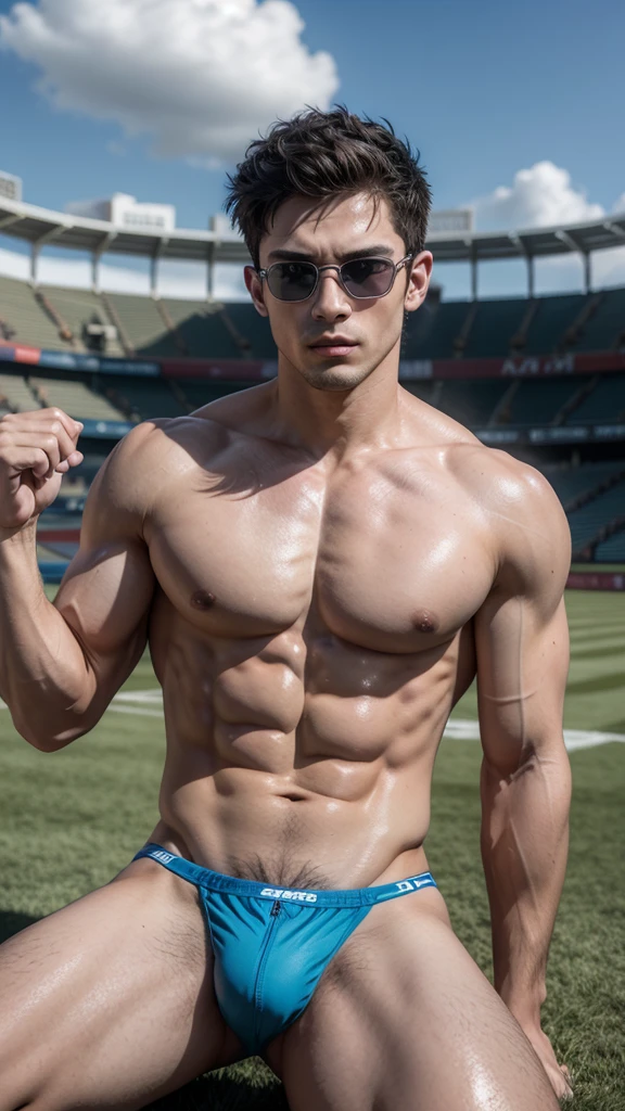3D MAN, using speedo, musculosos, at the field