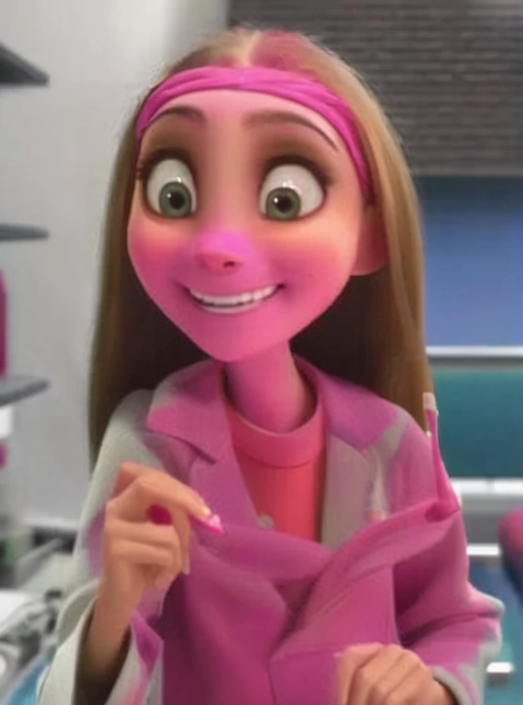 a close up of a hiperrealistic character holding a toothbrush, as a pixar character, pink iconic character, pixar coronavirus movie, depicted as a pixar character, ideal pixar character, pixar character, as a claymation character, judy hopps from zootopia, pink skin, humanoid pink female squid girl, animation character, cute pixar character